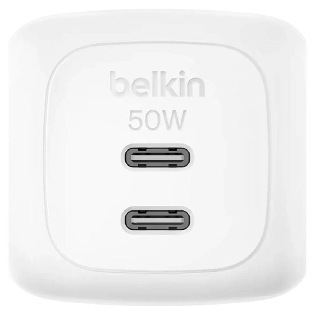 Zaryadlovchi qurilma Belkin BoostCharge Pro Dual USB-C GaN 50W, oq — Surat 3