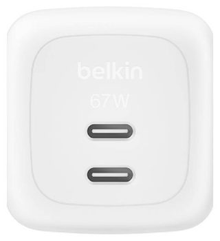 Zaryadlovchi qurilma Belkin BoostCharge Pro Dual USB-C GaN 67W, oq