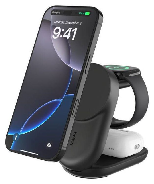 Беспроводное зарядное устройство Belkin BoostCharge Pro 3-in-1 Foldable Qi2 25W, чёрный