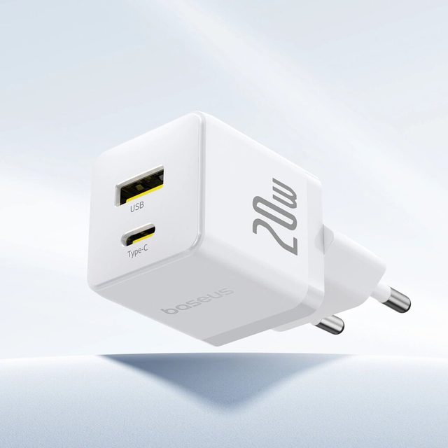 Tarmoq zaryadlovchi qurilmasi Baseus Palm C+U 20W, oq — Surat 4