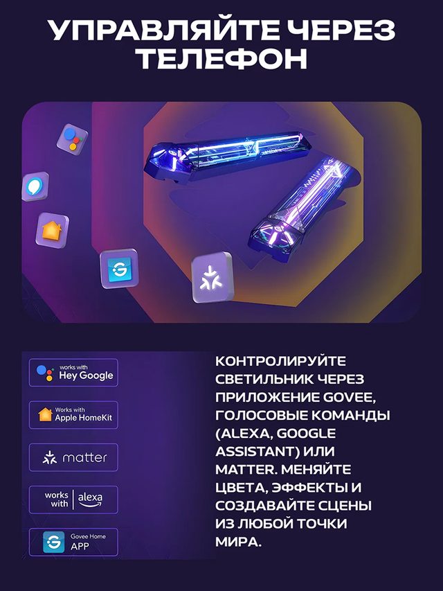 Набор подсветки Govee Gaming Wall Light H6063 Evangelion Edition, фиолетовый — Фото 2