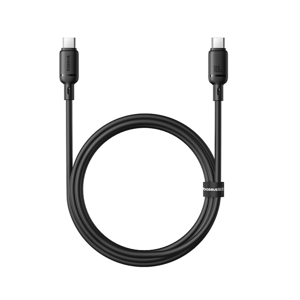 Кабель Baseus Silky Series USB-C – USB-C 100W 1 м, чёрный — Фото 2
