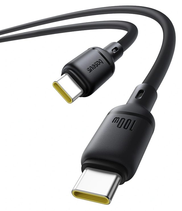 Кабель Baseus Silky Series USB-C – USB-C 100W 1 м, чёрный — Фото 4