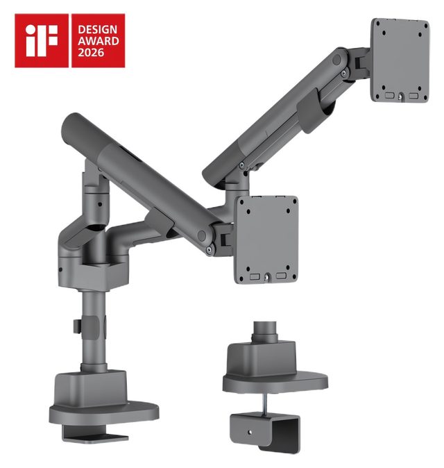 Настольный кронштейн для двух мониторов Brateck LDT105-C024P, серый космос