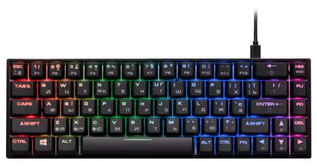 Oʻyin klaviaturasi 2E Gaming KG380 Gateron Red, qora