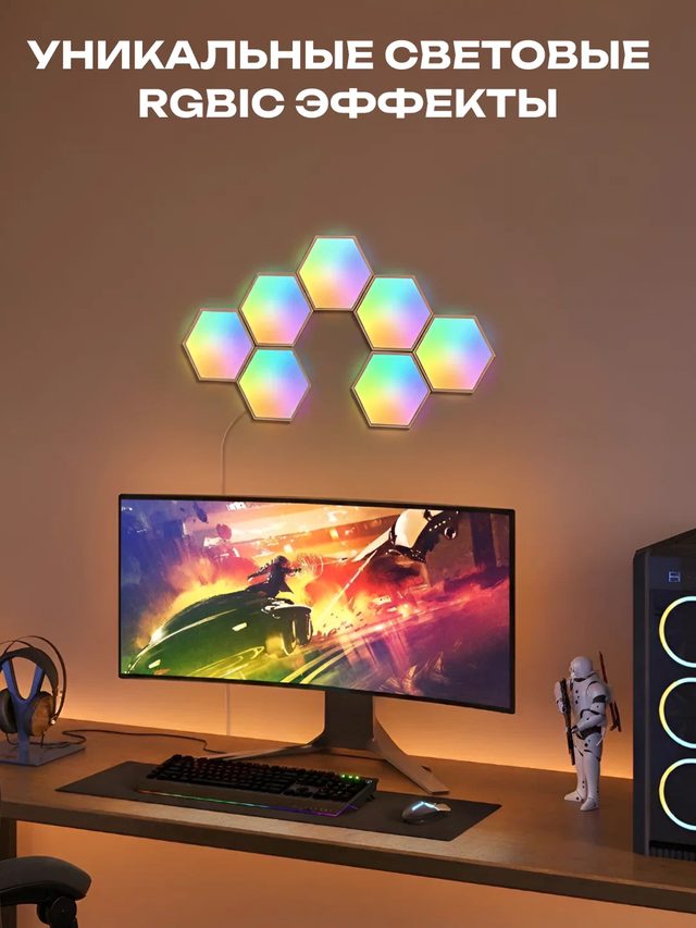 Yorugʻlik panellari Govee H6061 Glide Hexa Light Panels, oq — Surat 3
