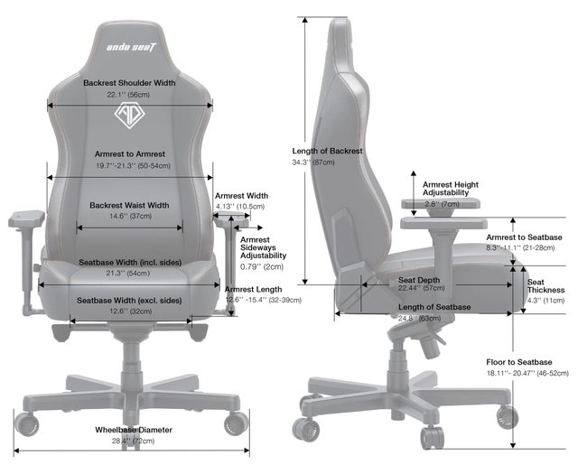 Oʻyin kreslosi AndaSeat Kaiser 3E XL, qora, sunʼiy charm — Surat 8