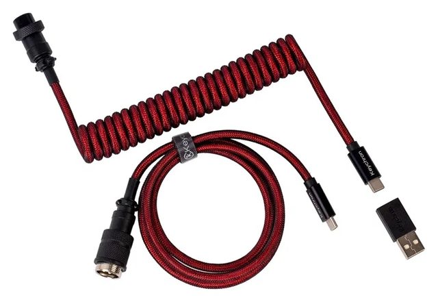 Витой кабель Keychron Premium Coiled Aviator прямой, красный