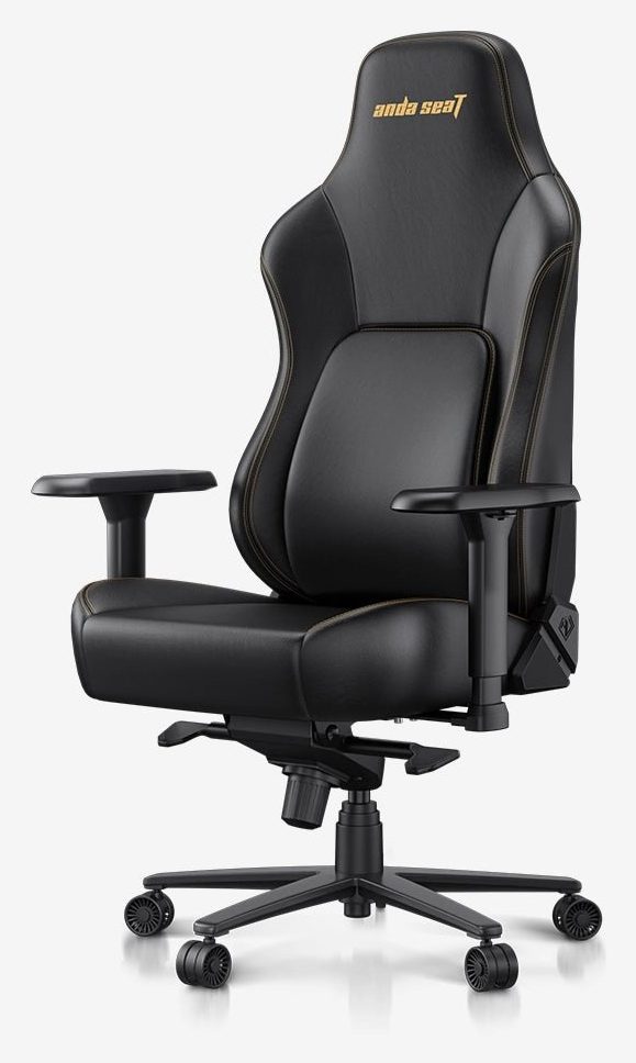 Кресло AndaSeat Phantom 4 Pro, ПВХ кожа, 3D-Armrests, чёрный с золотым (Royal Black)