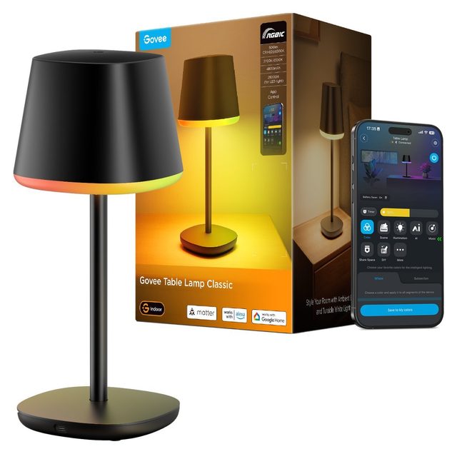 Беспроводная настольная лампа Govee Table Lamp Classic S, чёрная — Фото 2