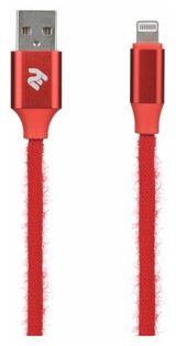 Кабель 2E Fur USB-A — Lightning 1 м, красный