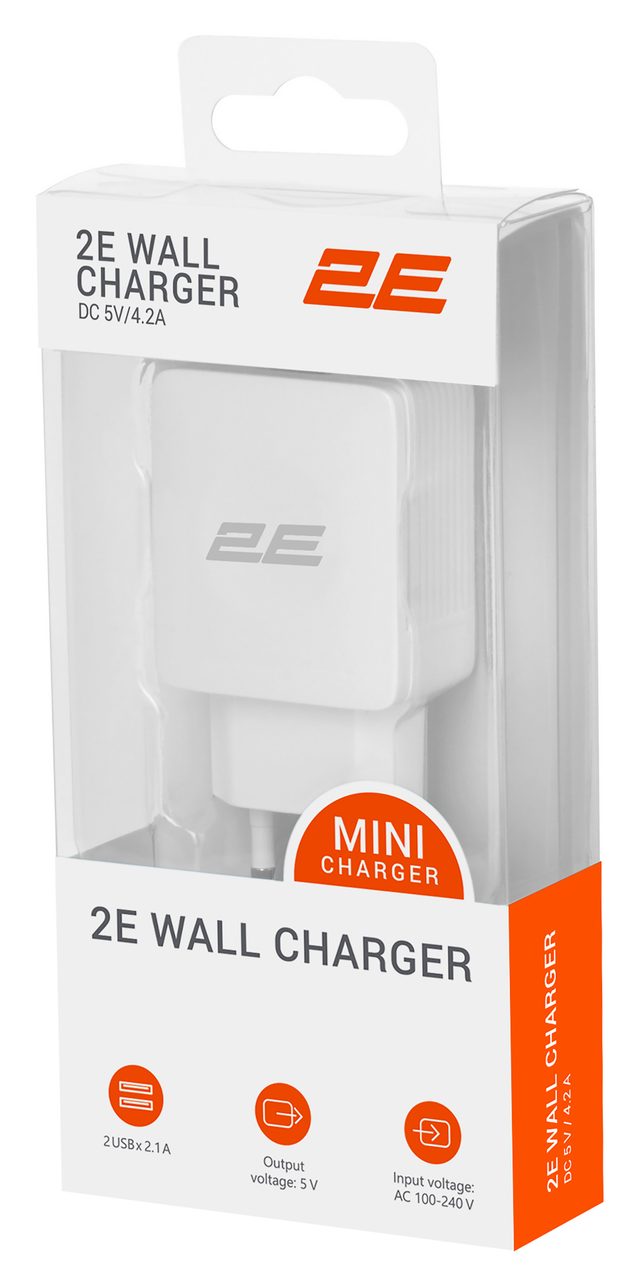 Tarmoq zaryadlovchi qurilmasi 2E 2×USB 4,2 A, oq — Surat 5