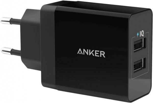 Tarmoq zaryadlovchi qurilmasi Anker PowerPort 2 24 W, qora