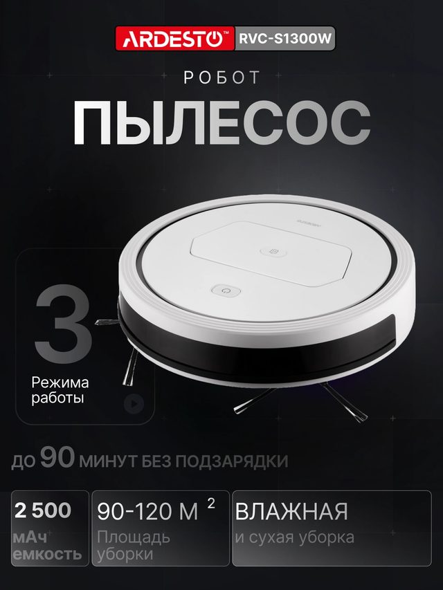 Робот-пылесос Ardesto RVC-S1300W — Фото 2