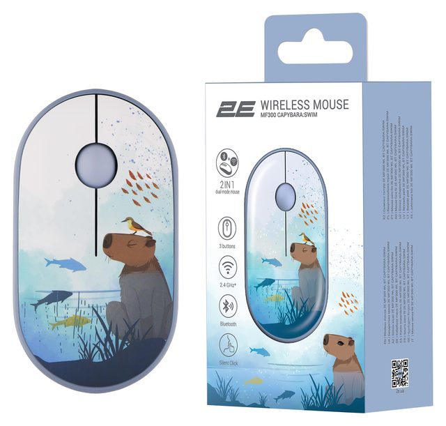 Беспроводная мышь 2E MF300 Capybara Swim, синий — Фото 8