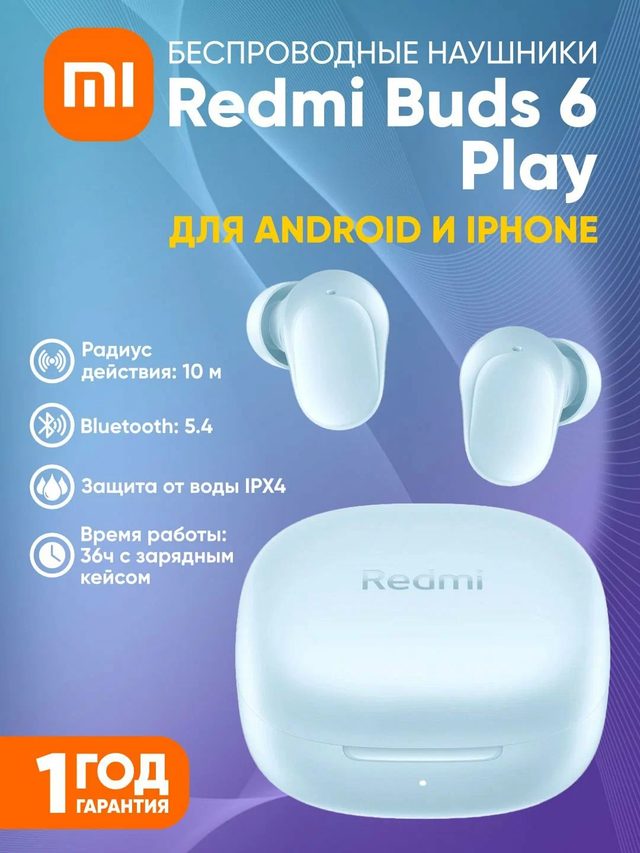 Наушники Redmi Buds 6 Play, синий — Фото 5