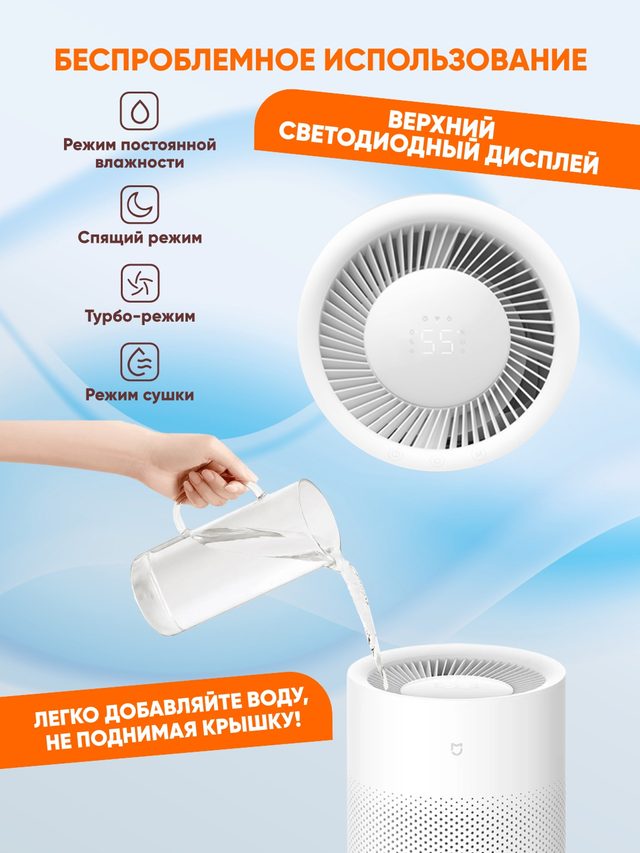 Увлажнитель воздуха Xiaomi Mijia Smart Evaporative Humidifier Pro, прозрачный — Фото 4