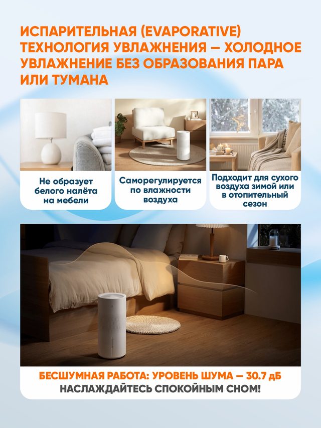Увлажнитель воздуха Xiaomi Mijia Smart Evaporative Humidifier Pro, прозрачный — Фото 7