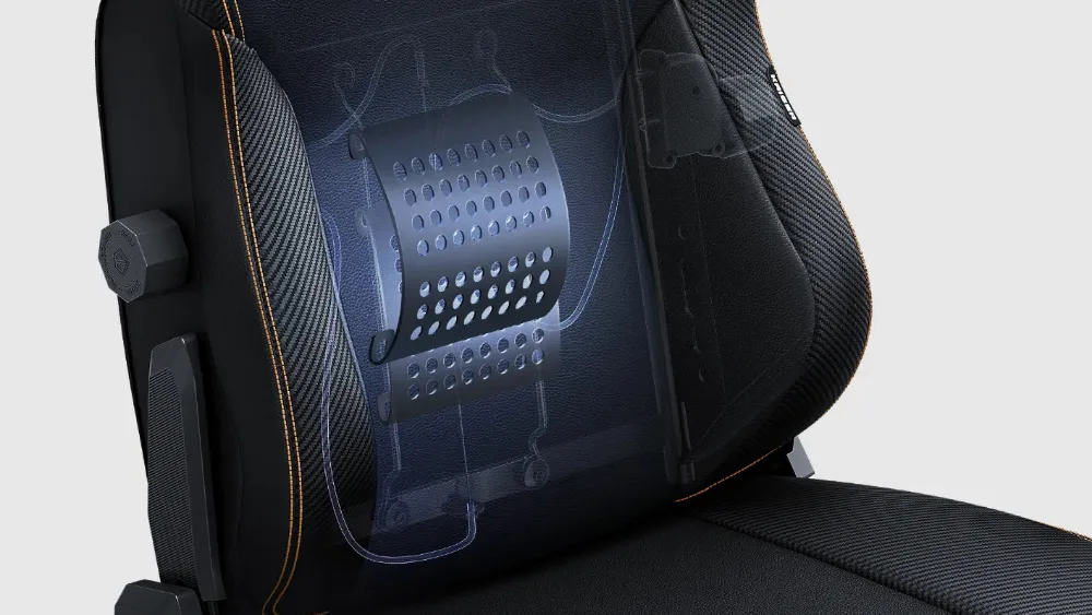 Встроенный поясничный упор в спинке AndaSeat Kaiser 3 Pro и ручка регулировки сбоку