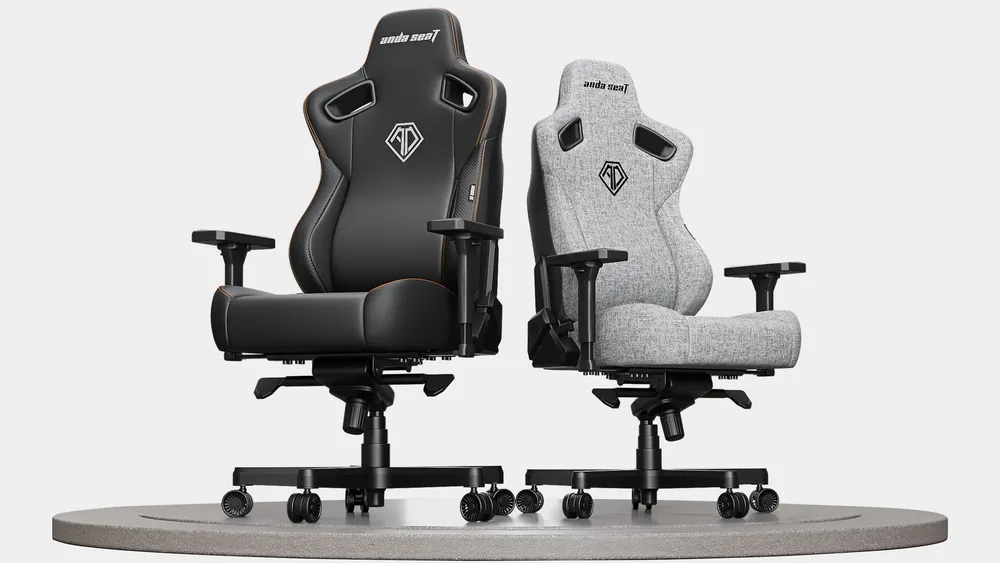 Qora eko-teri va kulrang zigʻir matodagi AndaSeat Kaiser 3E