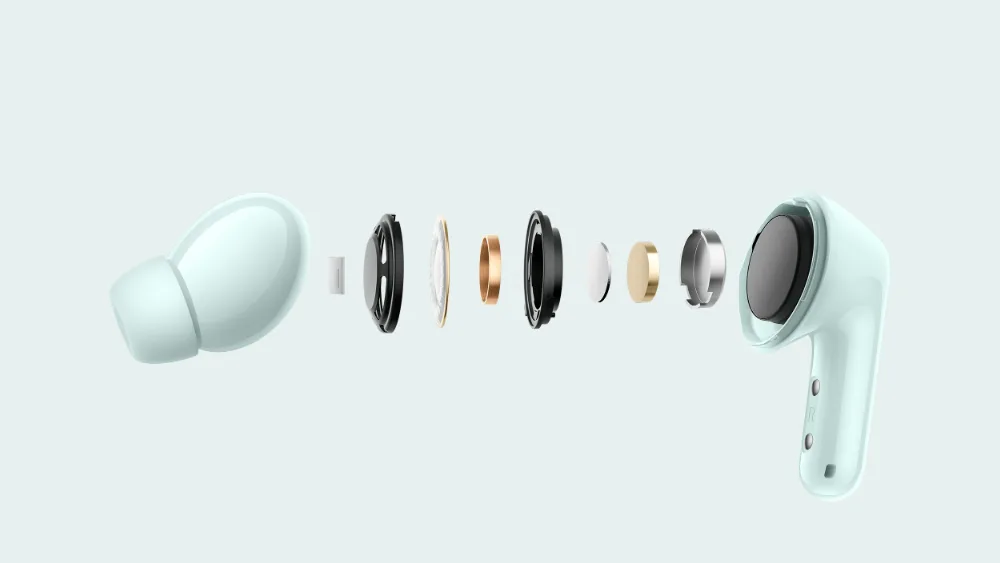 Qismlarga ajratilgan Redmi Buds 6: quloq yostiqchasi va ikkita drayver — 12,4 mm va 5,5 mm