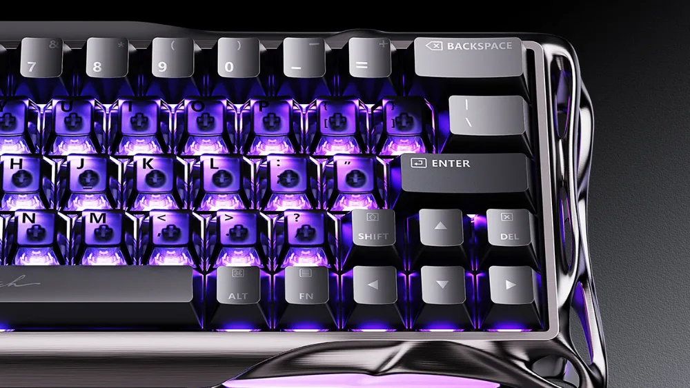 GravaStar Mercury V60 Pro GunMetal ning oʻng tomoni: Enter yonida strelkalar, Del va Fn