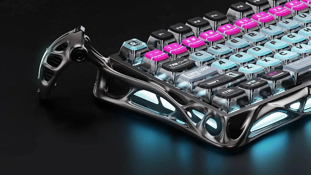 GravaStar Mercury V75 Pro Cyberpunk yon teshiklaridagi havorang yoritish