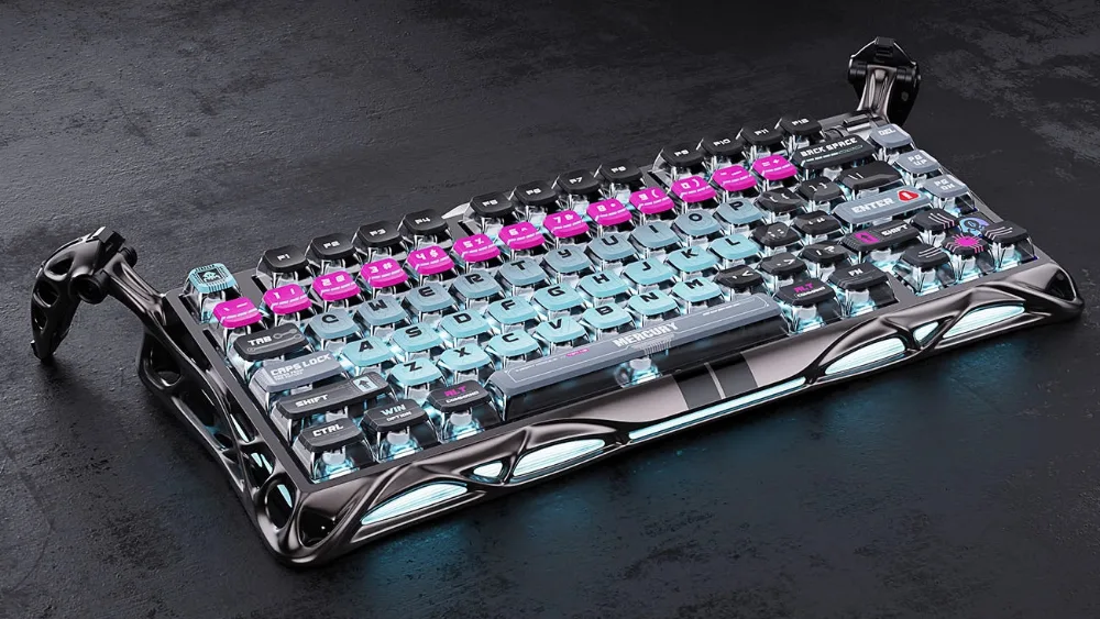 GravaStar Mercury V75 Pro Cyberpunk: F1–F12 qatori, oʻngda Del, Page Up, Page Down va strelkalar
