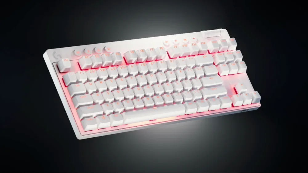 Белая клавиатура Logitech G PRO X TKL с розовой подсветкой