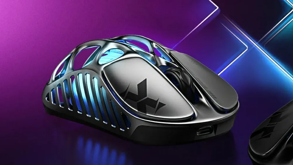GravaStar Mercury X Interstellar Silver simsiz sichqonchasi: ichidan yoritilgan metall skelet