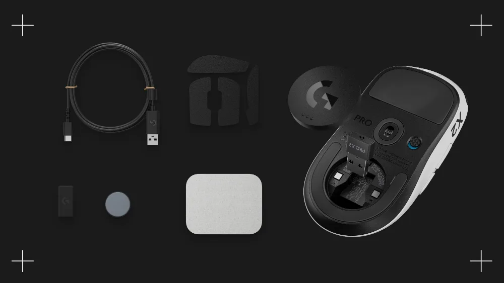 Комплект Logitech G PRO X2 SUPERSTRIKE — мышь, кабель, приёмник, удлинитель, накладки и крышка POWERPLAY