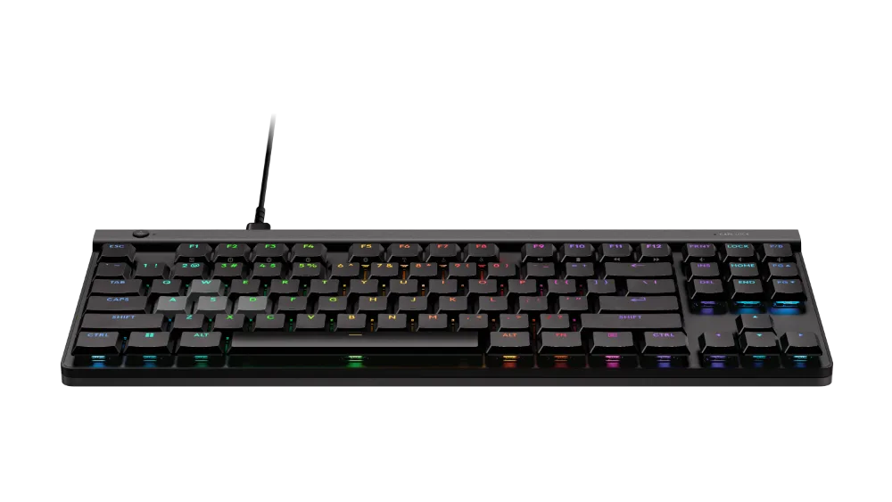 Logitech G515 RAPID TKL спереди — раскладка без цифрового блока и кабель