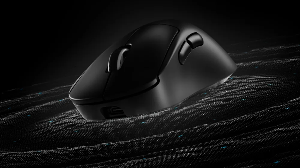 Чёрная PRO X SUPERLIGHT 2 DEX сбоку: асимметричный корпус и боковые кнопки слева