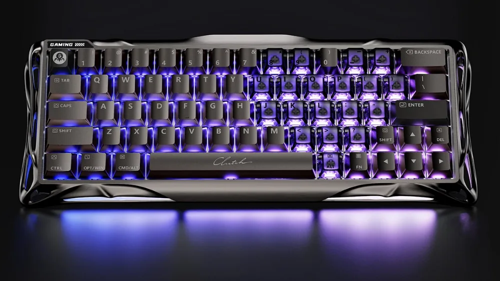 Old tomondan GravaStar Mercury V60 Pro: binafsha yoritishli 60% klaviatura