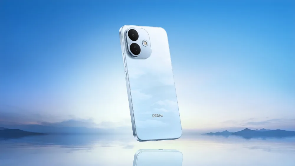 Suv yuzasi ustida Sky Blue rangidagi Redmi Note 17 Pro 5G