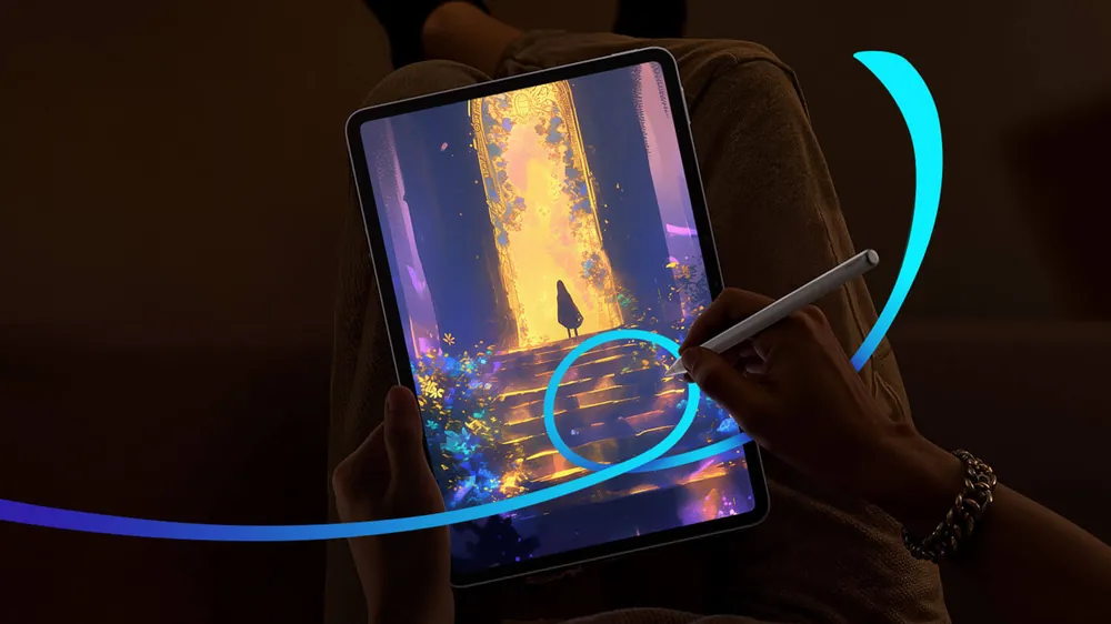 Xiaomi Pad 8 Pro ekranida Xiaomi Focus Pen Pro stilusi bilan chizilgan rasm
