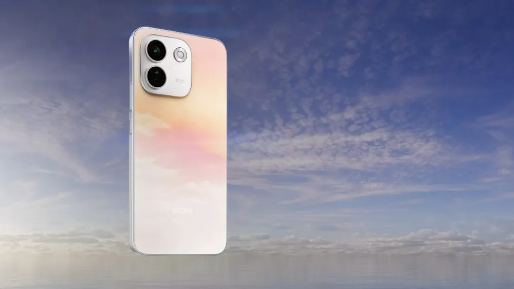 Cloud Blush rangidagi Redmi Note 17 Pro Max 5G osmon fonida
