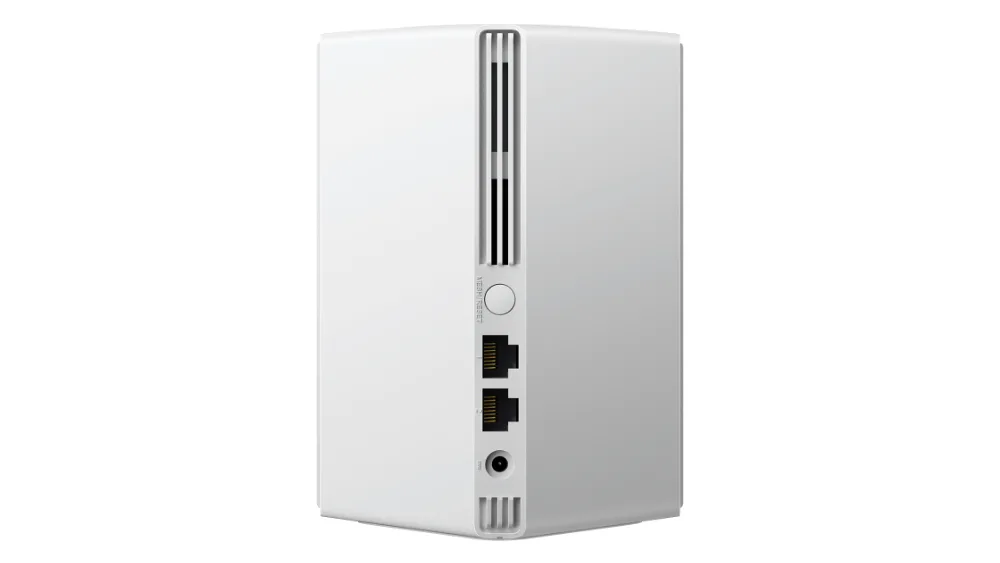 Orqa tomondan Xiaomi Mesh System AC1200 moduli: kabel uchun ikkita port va quvvat uyasi