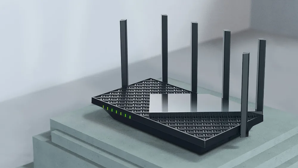 Роутер TP-Link Archer AX72 Pro класса AX5400 с шестью антеннами на подставке