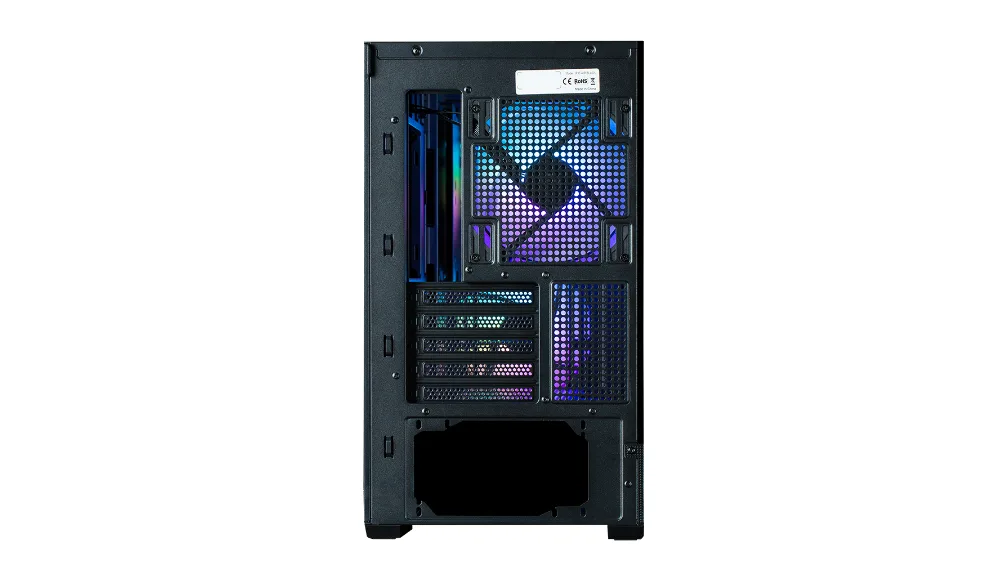 Zalman P30 AIR сзади — вентилятор 140 мм, пять слотов расширения и место под блок питания внизу